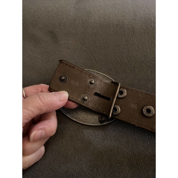 Vintage Classico Italia Leather Belt Sz L 36-38 Ivan Floral Resin Buckle - Picture 8 of 9